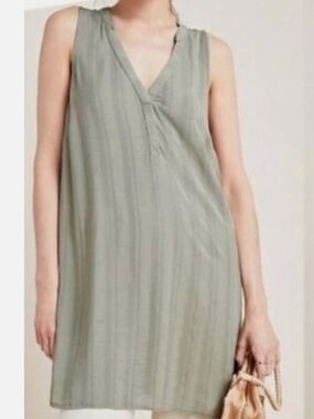 Anthropologie Maeve Colonsay Olive Green Tunic Top Womens Size Small Oversized